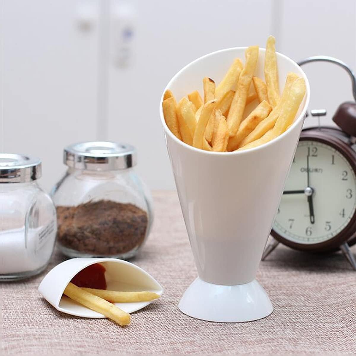 Tazas de plástico 2 en 1 para patatas fritas