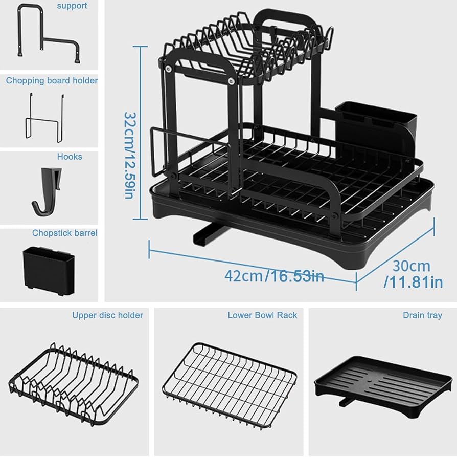 Escurridor de platos de 2 niveles